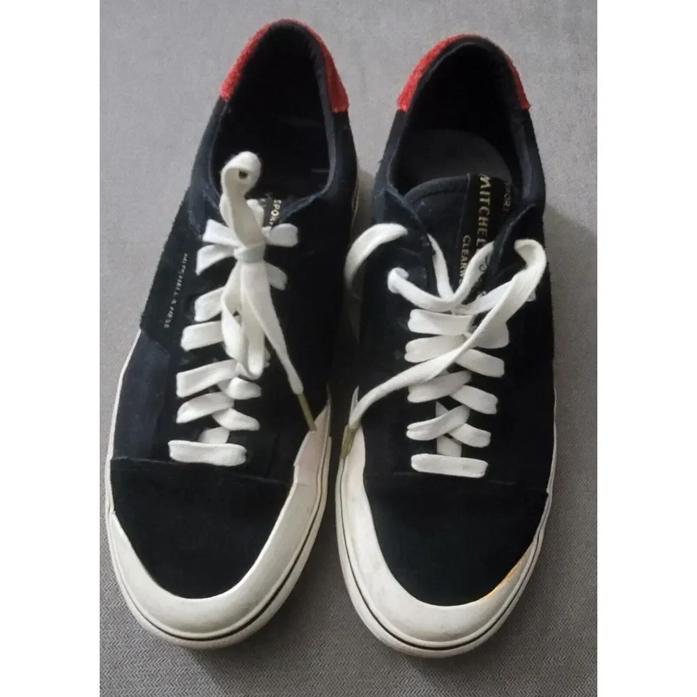 Mitchell & Ness Men's Clearweather Black Red Suede Sneaker Shoes Size 9 | W 10.5